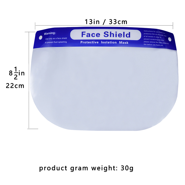 Custom adult safety protective medical full face shield anti fogging wholesale clear face shields for sale