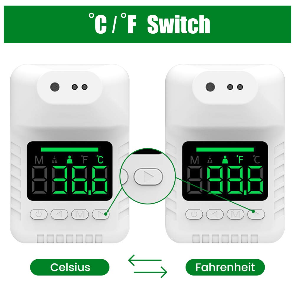 Wall mounted USB charging digital LCD display body temperature test thermometer thermal scanner 