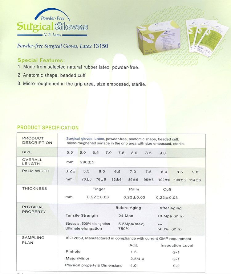Disposable Individual Package Sterile Powder-Free Latex Surgical Gloves 