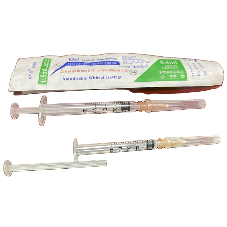Vaccinesyringe auto-disable ad 0.5ml disposable vaccine syringe with needle